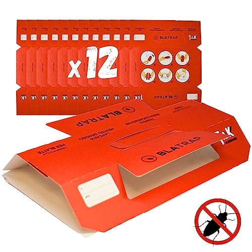 Trampas Adhesivas XL para Cucarachas y Bichos, Atrayente de Avellana, Adhesivo Extra Fuerte, Sin Veneno ni Biocidas, Apto para Mascotas y Niños, Elimina de Forma Segura y Eficaz (12 Unidades)