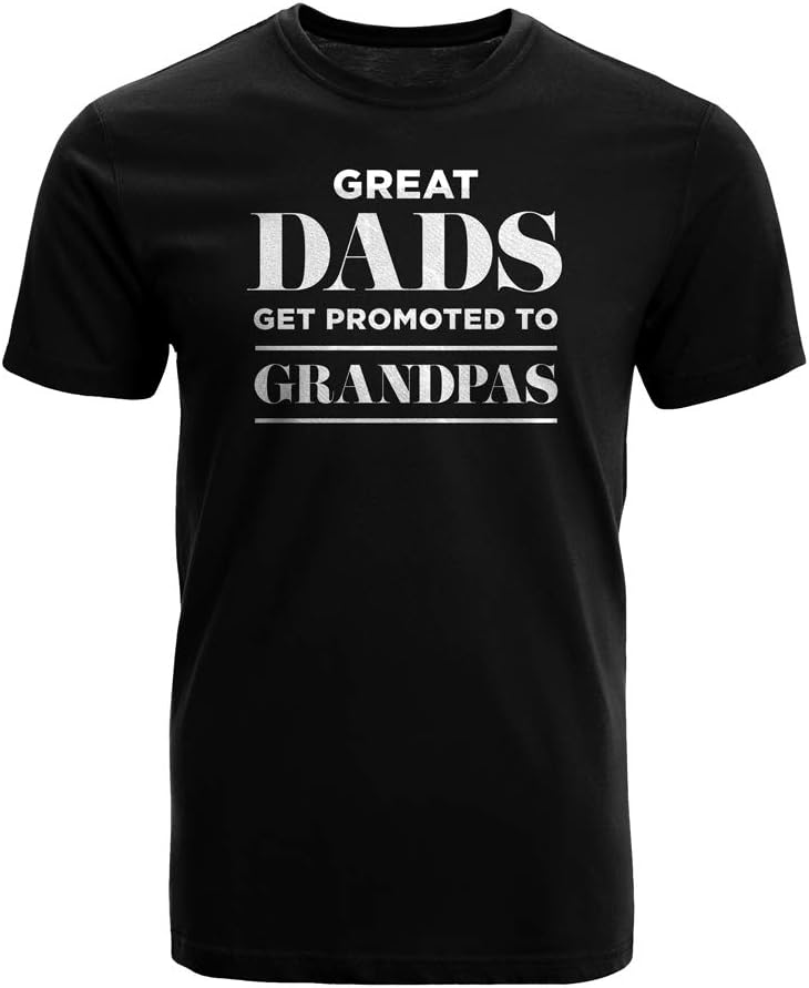 GotPrint Great Dads Get Promoted to Grandpas T-Shirt | Pops Men Graphic Novelty Funny | Father's Day | 100% Cotton Casual Tee
