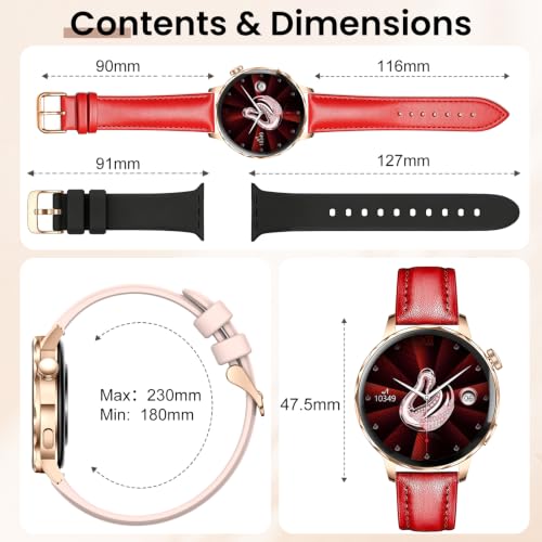 Image of Smart Watches for Women, 1.27'' Smart Watch (Answer /Make Calls) Compatible with iPhone /Android Phones, IP68 Waterproof Fitness Tracker Watch with Sleep Monitor,100+ Sports Modes (Red)