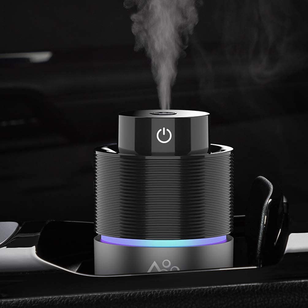 ArabestCar Diffuser, 200ml USB Quiet Car Humidifier Cool Mist Humidifiers with 7 Color LEDs Night Light, Mini Portable Aromatherapy Diffuser Essential Oil Diffuser for Car Home Office Bedroom (Gray)