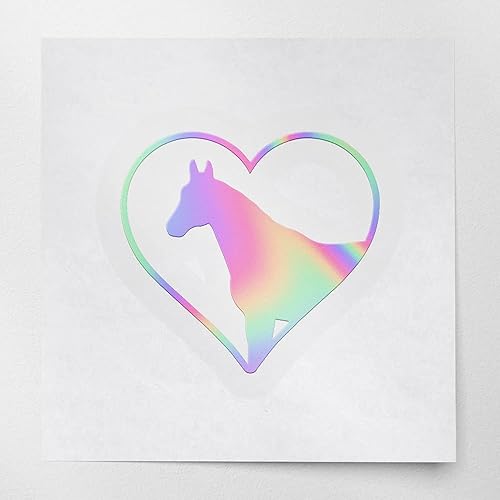 Calcomanías transparentes de corazón de caballo 2 (holograma) calcomanías de vinilo impermeables de alta calidad para laptop, accesorio de teléfono,