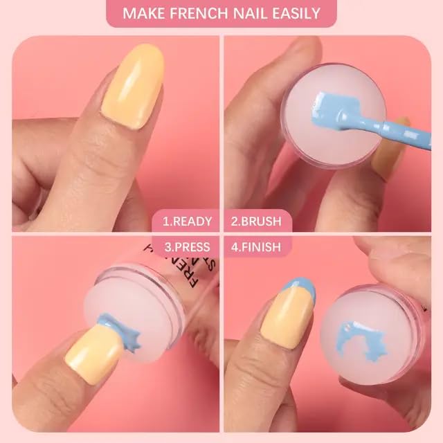 French Tip Nail Stamp - BTArtbox Nail Art Stamper with Silicone French Nail Stampers, Nail Scrapers and Replaceable Stamper Heads, 100-Time Using Soft Nail Stamper Kit DIY Nail... - Image 4
