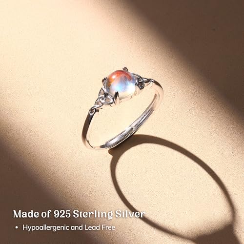 Bague pierre de lune argent 925 ajustable style celte - 2