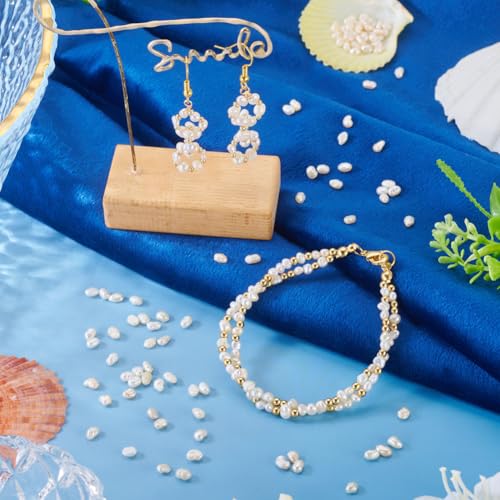 Image of Beadthoven Natural Freshwater Cultured Pearls 3.5-4.5mm Irregular Potato Gets Beads Oval Rice Loose Beads Charms for DIY Bracelets Necklace Earrings Home Party Decoration Hole