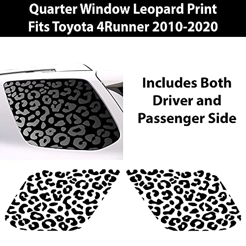 Bogar Tech Designs - Precut Leopard Cheetah Rear Side Quarter Window Decal Stickers Compatible With Toyota 4Runner 2010-2022, Matte Black #TOP1