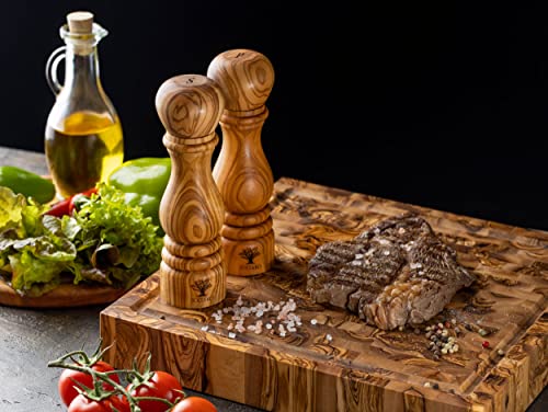 Soltako Olive Wooden Pepper Mill, Salt Mill - 7 Inch Tall - Pepper Or Salt Grinder Wood With An Adjustable Rotor - Healthy Pepper Grinder - Spice Mill With Ceramic Grinder - Kitchen Gadgets #TOP3