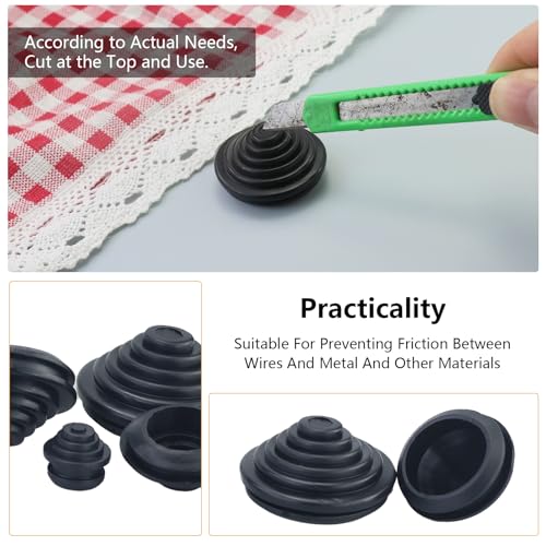 66 Stück Kabeldurchführung Wasserdicht Kabeltüllen Gummitüllen für Kabel 10 mm/20 mm/25 mm/30 mm Gummi Tower, für Kabel, Draht, Stecker, Elektrogeräte (Schwarz)