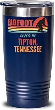 Bigfoot, Bigfoot Lives In Tipton Tennessee Coffee Tumbler 20oz, Blue