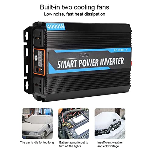 KKcare Inversor de 4000 W de potência de onda senoidal pura 12 V CC 220 V CA de potência de pico 800