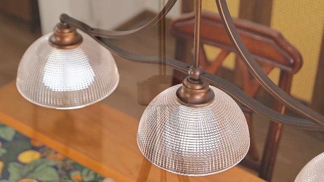 Image of 3-Light Oil Rubbed Bronze Pendant Light for Kitchen Island Antique Dome Hanging Light Fixture Brushed Bronze Dinner Room Light with Crystal Glass Adjustable Pendant Lamp for Bedroom Hallway Entryway