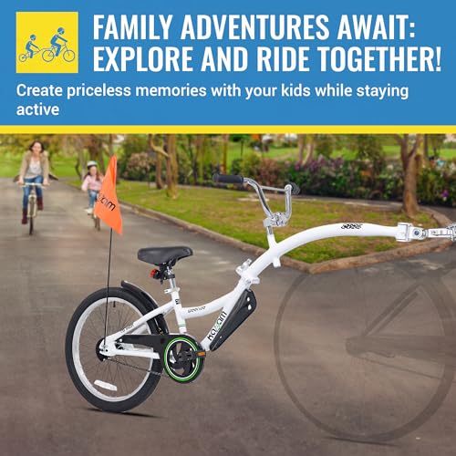 Image of KaZAM Co-Pilot Bike Trailer - 20 Inch Bike Trailer with Adjustable BMX Stem and Handlebar - Lightweight Aluminum Frame and Padded Saddle for Cycling - Perfect for Family Rides