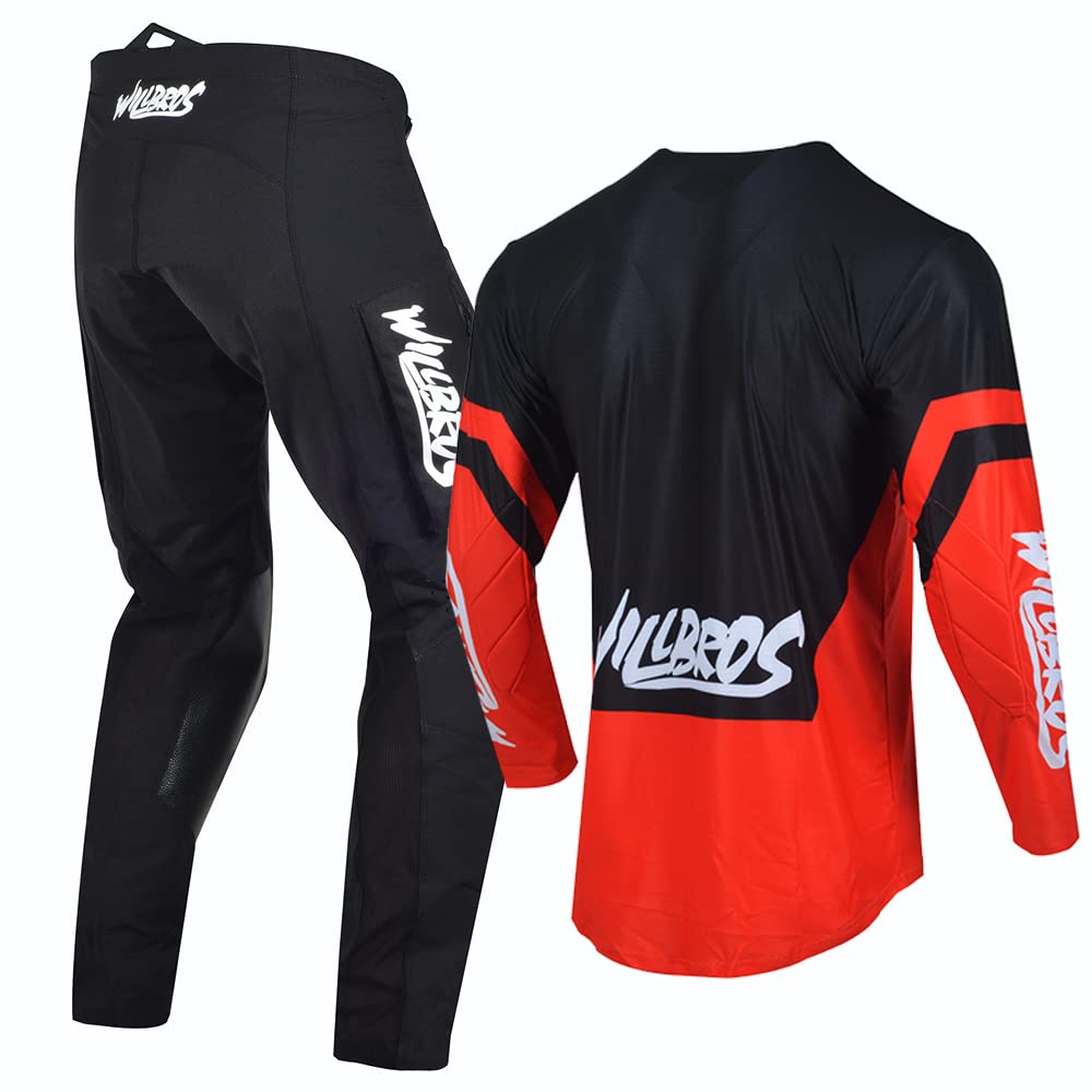 Motocross Jersey Hose Combo Männer Frauen Dreckiges Fahrrad MX Ausrüstungsset Offroad mit Reißverschlusstaschen Rennbekleidung Erwachsene