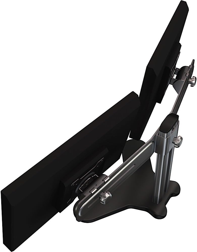 Crimson AV DSH2 Dual Monitor Desktop Stand for 10" to 24" Screens, Heavy Duty VESA Mount with Tilt, Swivel, and 360° Rotation, Height Adjustable Double Arm Monitor Riser, Supports 30lbs Per Screen, Black