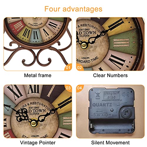 Zzpq Desk Clocks Non Ticking Battery Operated Clock, Small Mantel Clock For Shelf Decor, Modern Farmhouse Table Clock Roman Numerals Rustic Vintage Decor Bedroom, Fireplace, Office, Kitchen #TOP2