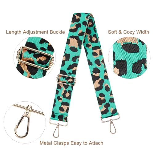 Image of uxcell Purse Strap Replacement, 31-51inch Adjustable Polyester Leopard 2inch Wide Crossbody Shoulder Strap for Handbag Guitar(Sky Blue, Gold Buckle)