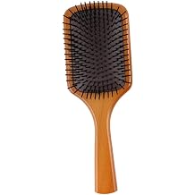 Wooden Paddle Hair Comb for Women Anti-static Detangling Brush Scalp Massage Function Cushion Bristles for All Hair Types Curly Straight