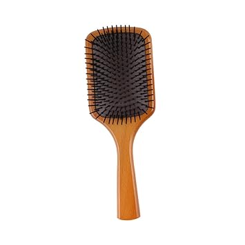 Wooden Paddle Hair Comb for Women Anti-static Detangling Brush Scalp Massage Function Cushion Bristles for All Hair Types Curly Straight