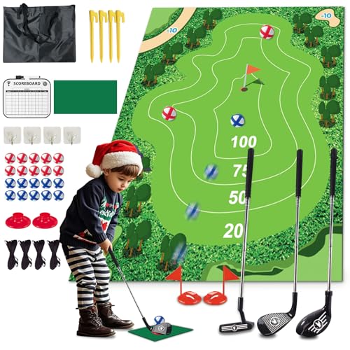 Golf Chipping Game Set, 37-Piece Mat with Adjustable Club, Indoor...