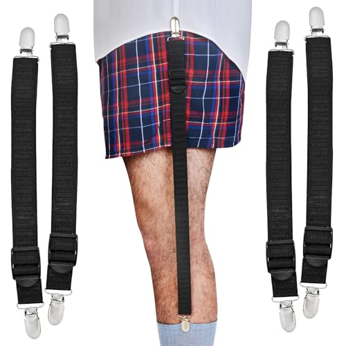 World's Best Shirt Stays – Original Garters for Police, Military, Law Enforcement Uniforms, 1 Pair with Sock Clips