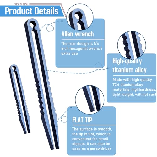 2 Stück Professioneller Edelstahl Pinzette Tragbar Pinzette Titanpinzetten EDC-Pinzetten Präzisionspinzetten tragbare kleine Pinzetten zum Aufheben von Pinzetten für Camping und Outdoor-Gadgets (blau)