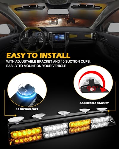 image for HLauto 604N Emergency Dash Strobe Lights w/Controller: 2x16.8 inch Amb