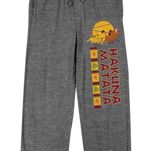 Lion King Hakuna Matata on Heather Gray Adult Sleep Pant2