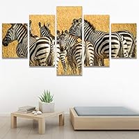 SIGNWIN 5 Panel Canvas Wall Art Animals Expressionism Group Modern Artwork for Home Decorations Ready to Hang - 60