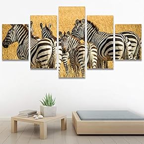 SIGNWIN 5 Panel Canvas Wall Art Animals Expressionism...