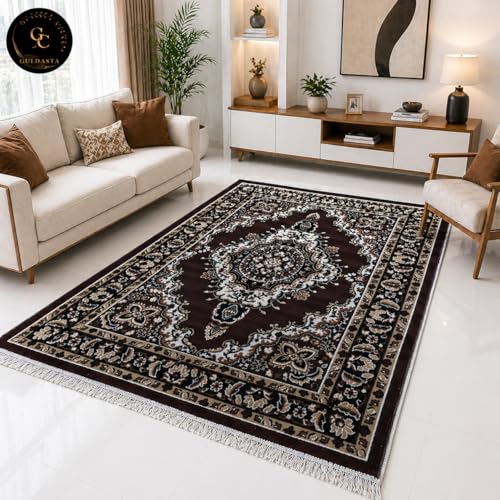 Image of Multi Color Area Rug 4x5 Feet - Compact Floral Living Room Carpet | Anti-Slip Small Bedroom Floor Rug