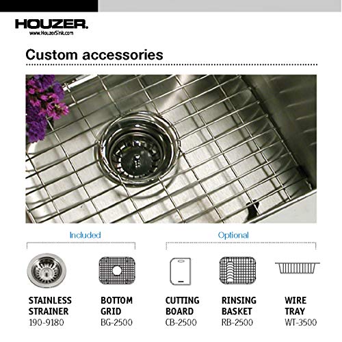 Houzer Bss-2309 Belleo Series Topmount Single Bowl Kitchen Sink, Stainless Steel #TOP5