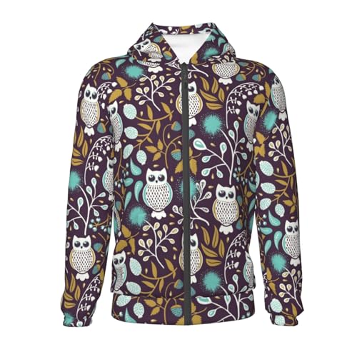 Forest Cute Owl Kid Hoodies Boys Zip Up Sweatshirts Girls Pullover with Pocket2