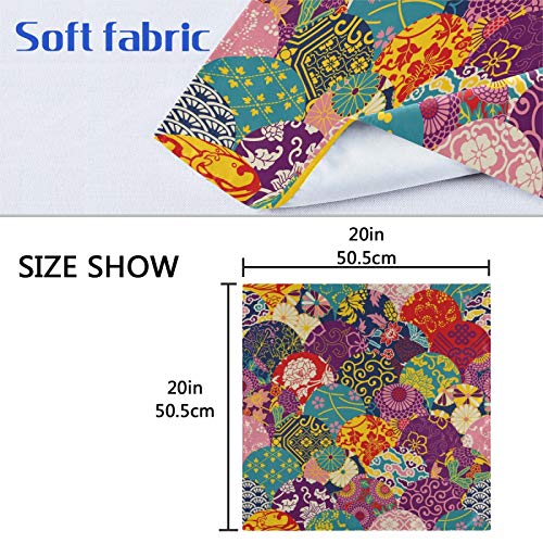 Nander Japanese Patterns Classical Flower Cloth Napkins Soft Comfortable Reusable Set Of 6 Napkins Perfect For Family Dinners,Weddings,Cocktail,Kitchen(20 By 20 Inch) #TOP6