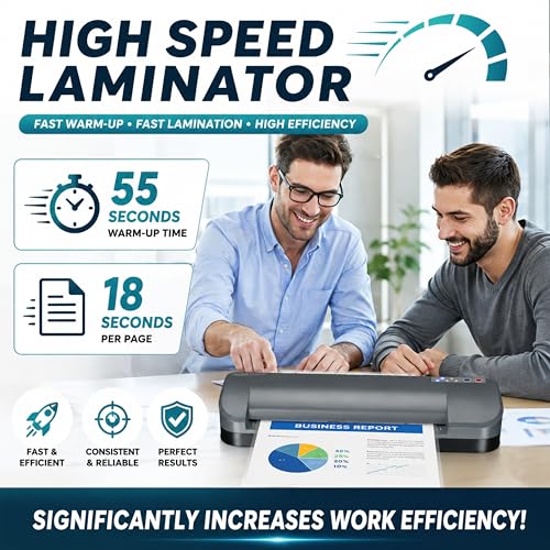 Image of SINCHI 13-Inch Thermal Laminator & Foil Applicator, 3-10 Mil, 4-Roller, 55s Warm-Up, 18 seconds /page, Auto Shutoff, Commercial-Grade Laminating Machine with 10 Pouches for Office, School, Crafts & DIY