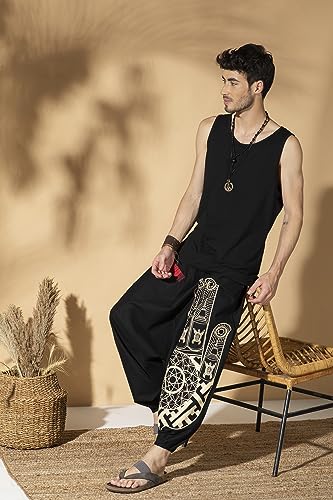 Image of The Veshti Company Printed Harem Pants for Men's Cotton Hippie Style Baggy Boho Yoga Pajama Pant with Pocket