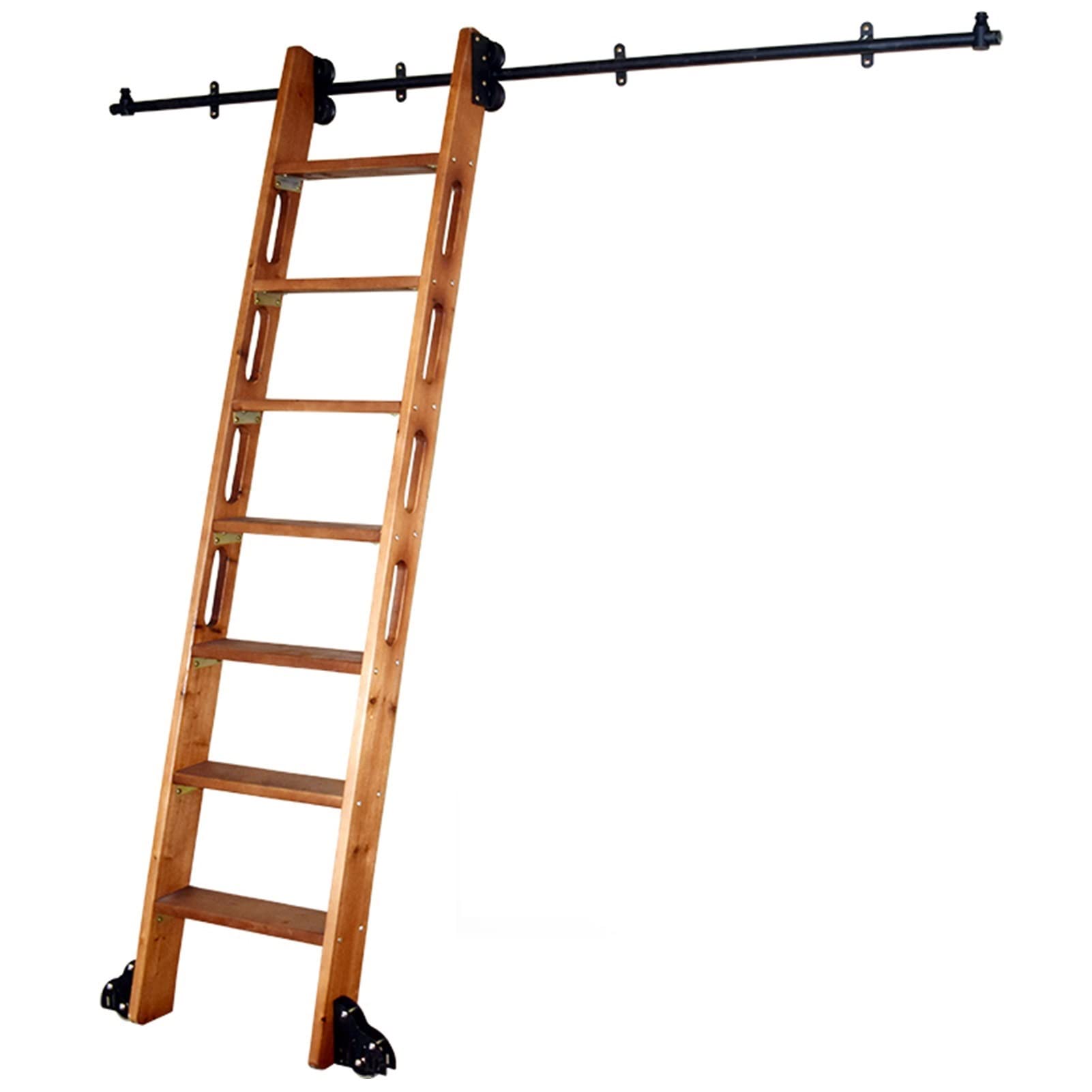 GHFXSCV Ladder Track Hardware Kit Rolling Ladder Hardware Library 3.3ft-20ft, Sliding Ladder Hardware Kit, Round Tube Mobile Ladder Track with Floor Roller Wheels (No Ladder) (Size : 13ft/400cm Trac