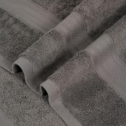 Image of Arvind 100% Cotton Towels for Bath | Towels for Bath Large Size | 500 GSM Bath Towel - Soft & Absorbent | 4 Piece Bath Towel for Men /Women | Urban Comfort | 70 cm x 140 cm - Aqua & Dark Grey