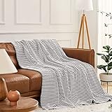 KMUSET Fluffy Blanket Throw - Single-Layer Lightweight & Warm, All-Season Home Decor,Home Decor,Cozy Blankets and Throws,Black&White, 50'x60'