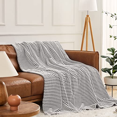 Image of KMUSET Fluffy Blanket Throw - Single-Layer Lightweight & Warm, All-Season Home Decor,Home Decor,Cozy Blankets and Throws,Black&White,108 inchx90 inch