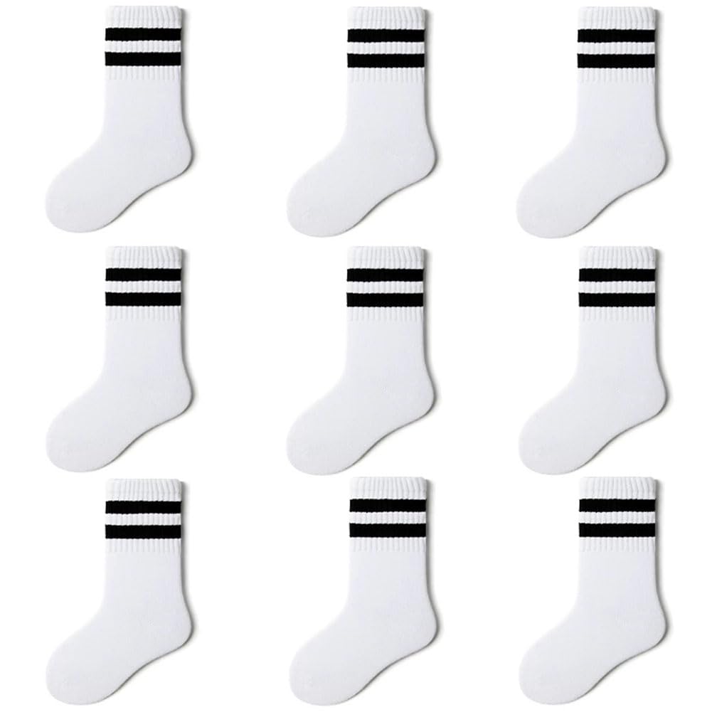 FedMois Calcetines de Deporte Algodón Calcetines para Uniforme Escolar de Niños Niñas Infantiles (Pack de 9 Pares)