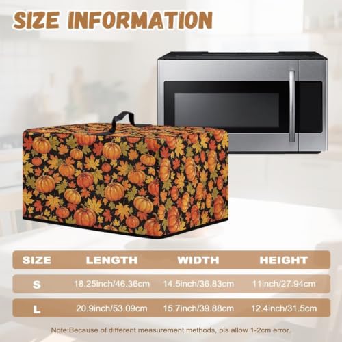 Image of Countertop Microwave Cover Stain-Resistant Convection Oven Cover Toaster Oven Protector for Home Autumn Decor, L, 20.9 x 15.7 x 12.4 Inches, Fall Leaf Pumpkin Orange