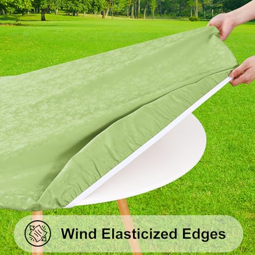 Image of Smiry Waterproof Heavy Duty Vinyl Fitted Tablecloth for 36 inch-44 inch Round Table