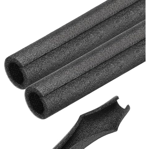 Rebower 2pcs Pipe Insulation Foam Tube 1" ID x 1-9/16" OD 3ft Heat Preservation Foam Pipes [for Copper Water Pipe Freeze Protection] - 25mmx40mm/Black Cover
