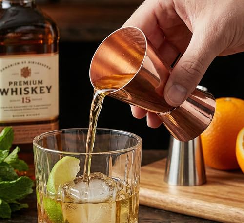 Image of eSplanade Brass Liquor Peg Measuring Glass Jigger Bar Tool - Double Sided - 30 and 60 ml (Copper)