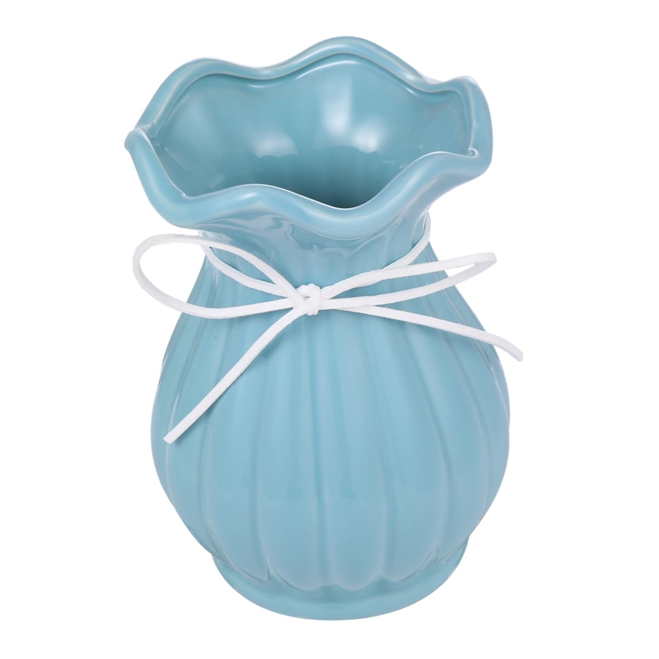 Nordic Style Ceramic Flower Pot Ruffled Edge Elegant Decorative Vase for Indoor Plants Home Office Decor and Cactus Storage Blue Multi-Purpose Use