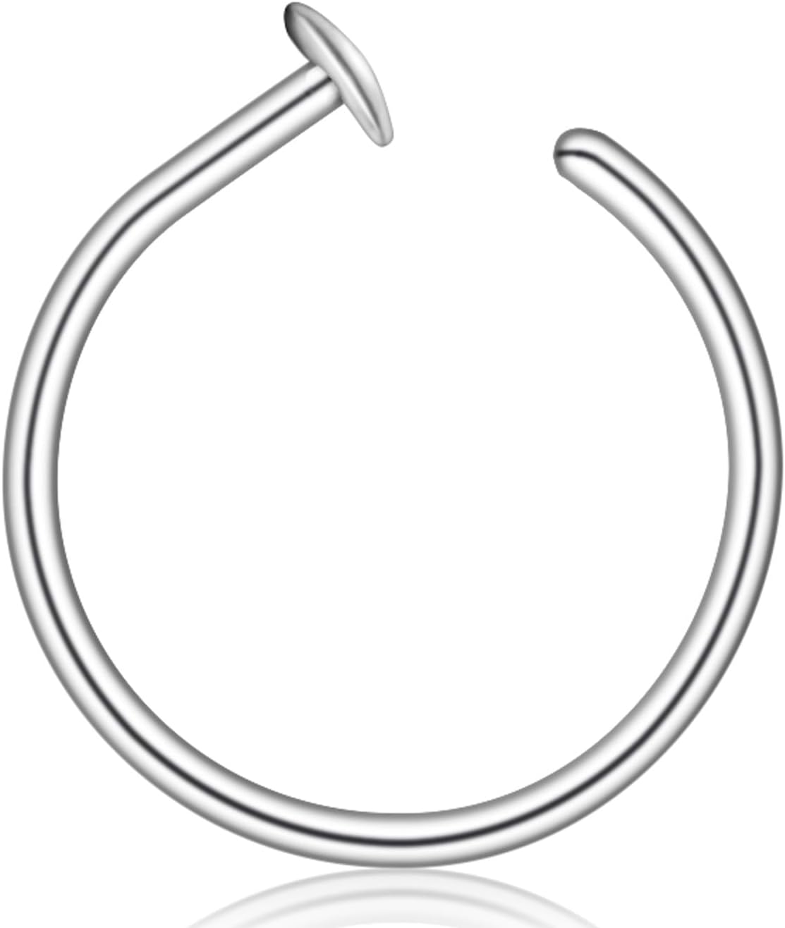 925 Sterling Silver Hypoallergenic 22G Nose Hoop Ring for Women, 22 Gauge Small Thin Silver Septum Ring 6mm - 7mm Adjustable