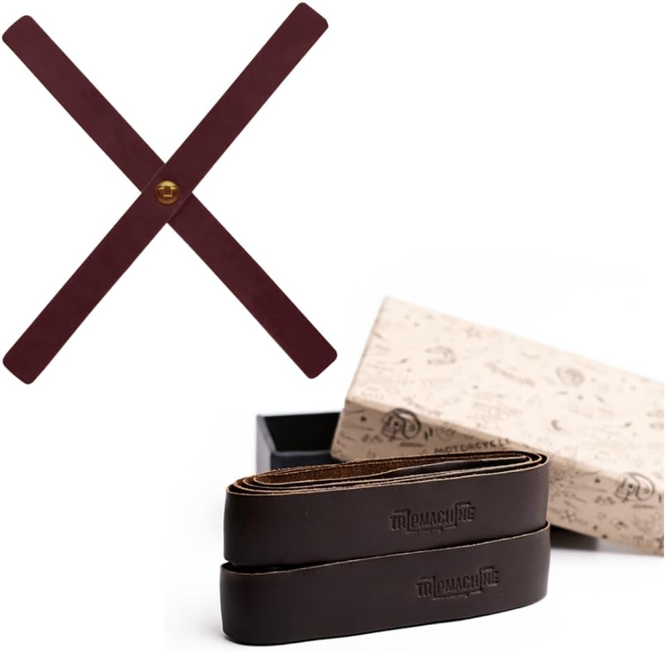 Genuine Leather Handlebar Grip Wraps for Royal Enfield, Harley, Jawa, Triumph, Bajaj, Honda | Universal Fit Bike Throttle Wrap (Caffeine, Non Perforated Grips Wrap + Headlight X)