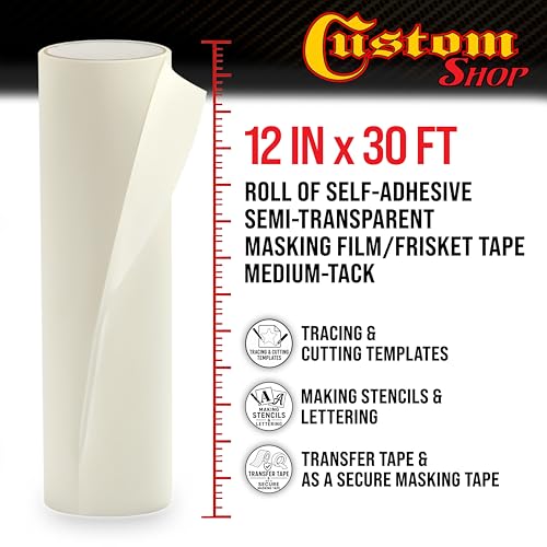 Image of Custom Shop 12 inch X 30' Roll of Semi-Transparent Masking Film /Frisket for Artists, Airbrush Graphics