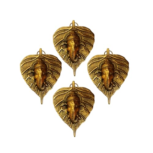 Image of Betterminds Return Gifts For Women Action Ganesh Wall Hanging (Pack Of 4) Wedding Gift Anniversary Housewarming Corporate Gifts Baby Shower Return Gifts (Gold), Metal