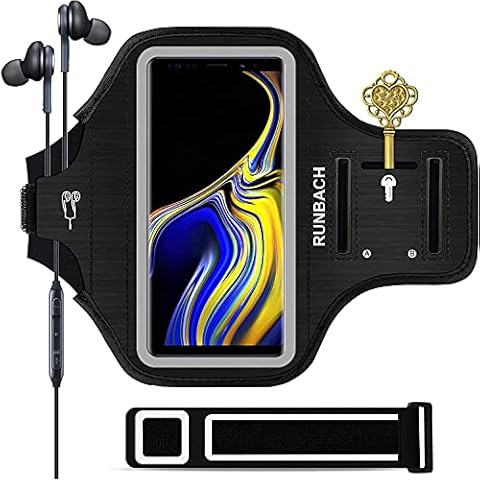 Galaxy Note 20/10+/9/8 Armband,RUNBACH Sweatproof Running Exercise Cellphone Sportband Bag with Fingerprint Touch and Card Slot for Samsung Galaxy Note 20/Note 10+/Note 9/Note 8(Black) Cover
