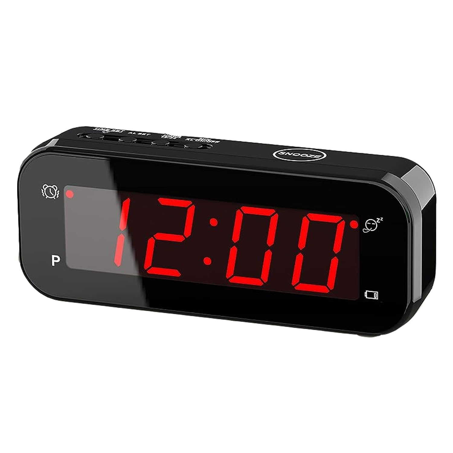 Small Digital Alarm Clock with Temperature Display - Battery Operated,Adjustable Brightness,Snooze,12/24Hr,Cordless,Night Mode - Ideal Beside Clock for Bedroom Desk Travel (Red Display)